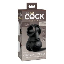 King Cock Elite The Crown Jewels Vibrating Swinging Balls - Black