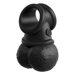 King Cock Elite The Crown Jewels Vibrating Swinging Balls - Black