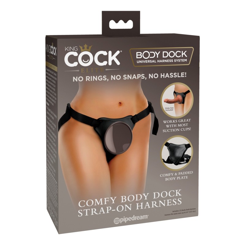 King Cock Elite Comfy Body Dock Strap On Harness - Black King Cock Elite Comfy Body Dock Strap On Harness - Black
