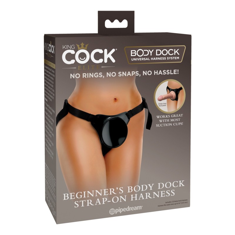 King Cock Elite Beginner's Body Dock Strap On Harness - Black