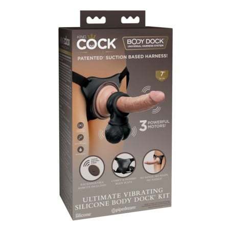 King Cock Elite Ultimate Vibrating Silicone Body Dock Kit w/Remote