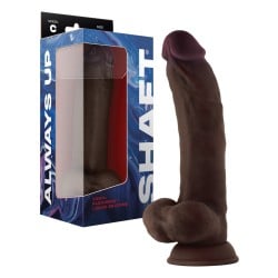 Shaft Model C Flexskin Liquid Silicone 9.5" Curved Dong w/Balls - Mahogany