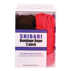 Plesur Cotton Shibari Bondage Rope 2 Pack - Black/Red