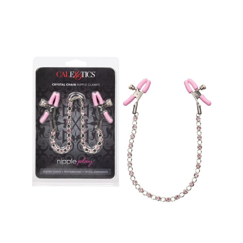 Nipple Play Crystal Chain Nipple Clamps - Pink Nipple Play Crystal Chain Nipple Clamps - Pink