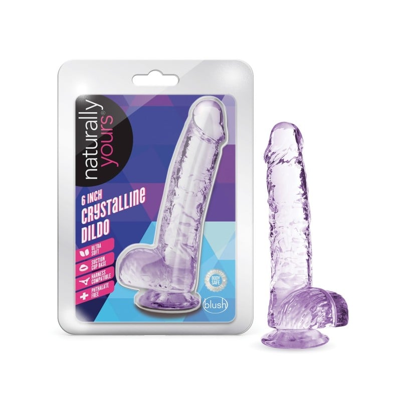 Blush Naturally Yours 6" Crystalline Dildo - Amethyst Blush Naturally Yours 6" Crystalline Dildo - Amethyst
