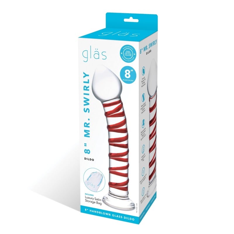 Glas 8" Mr. Swirly Glass Dildo - Red Glas 8" Mr. Swirly Glass Dildo - Red