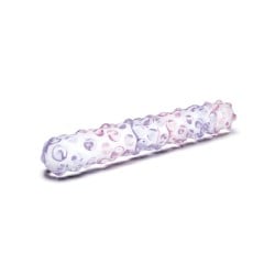 Glas 9" Purple Rose Nubby Glass Dildo - Purple/Pink