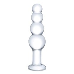Glas 7.25" Glass Beaded Butt Plug - Clear