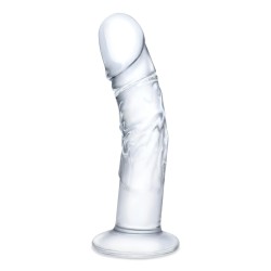 Glas 7" Realistic Curved Glass Dildo w/Veins - Clear