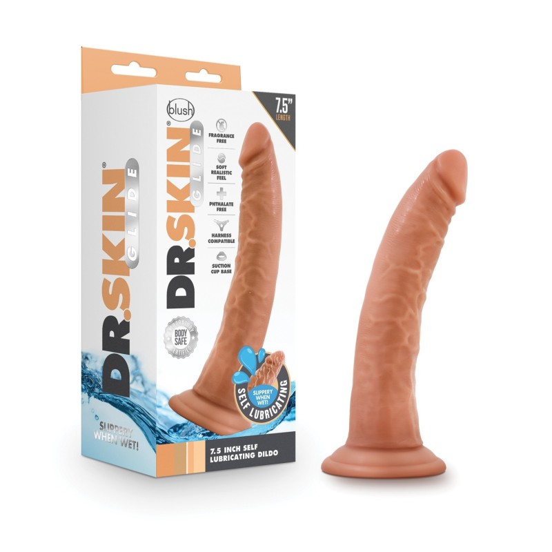 Blush Dr. Skin Glide 7.5" Self Lubricating Dildo - Mocha Blush Dr. Skin Glide 7.5" Self Lubricating Dildo - Mocha