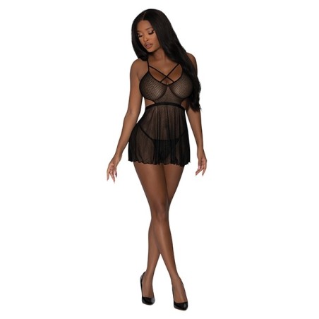Girl Next Door Babydoll & Crotchless Panty Black L/XL