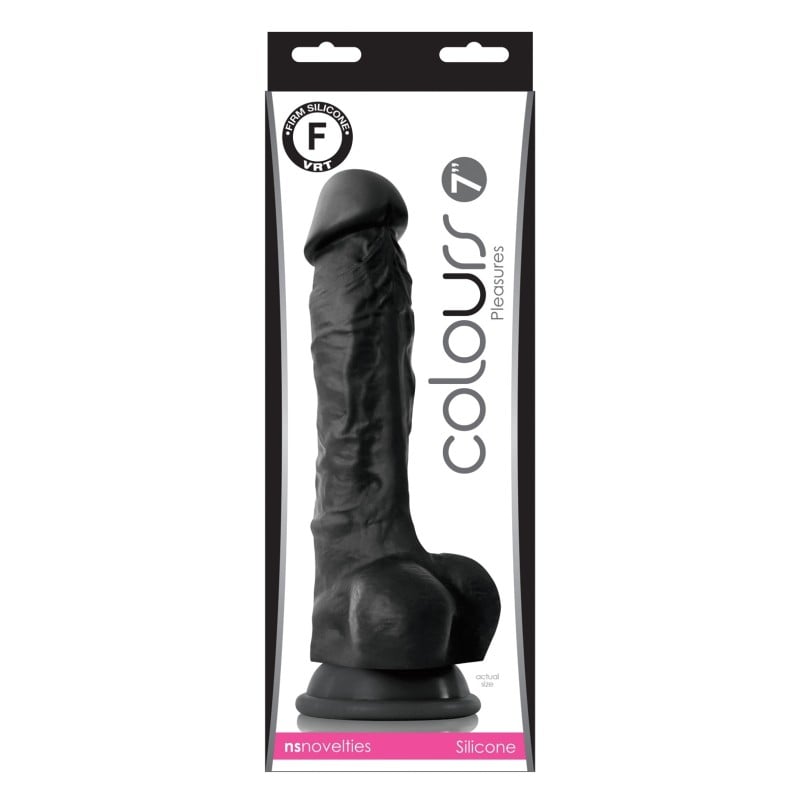 Colours Pleasures 7" Dong w/Balls & Suction Cup - Black Colours Pleasures 7" Dong w/Balls & Suction Cup - Black