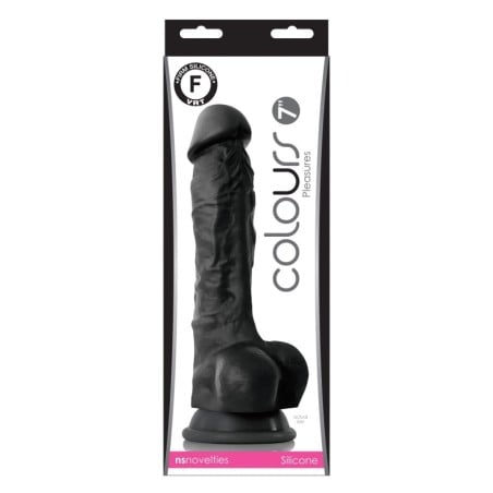 Colours Pleasures 7" Dong w/Balls & Suction Cup - Black