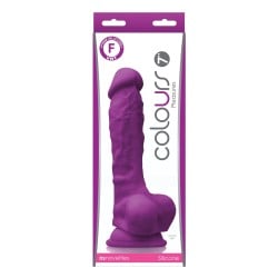 Colours Pleasures 7" Dong w/Balls & Suction Cup - Purple