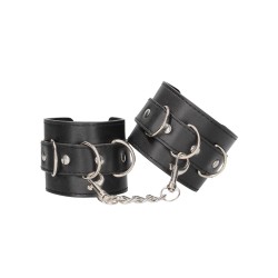 Shots Ouch Black & White Bonded Leather Hand/Ankle Cuffs - Black