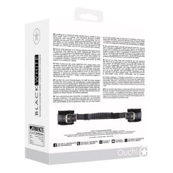 Shots Ouch Black & White Bonded Leather Hand Cuffs w/Handle - Black
