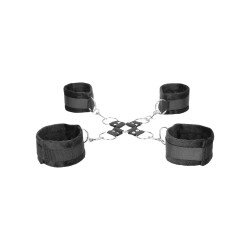 Shots Ouch Black & White Velcro Hogtie w/Hand & Ankle Cuffs - Black