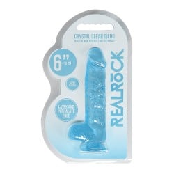 Shots RealRock Realistic Crystal Clear 6" Dildo w/Balls - Blue
