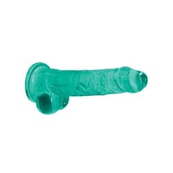 Shots RealRock Realistic Crystal Clear 8" Dildo w/Balls - Turquoise