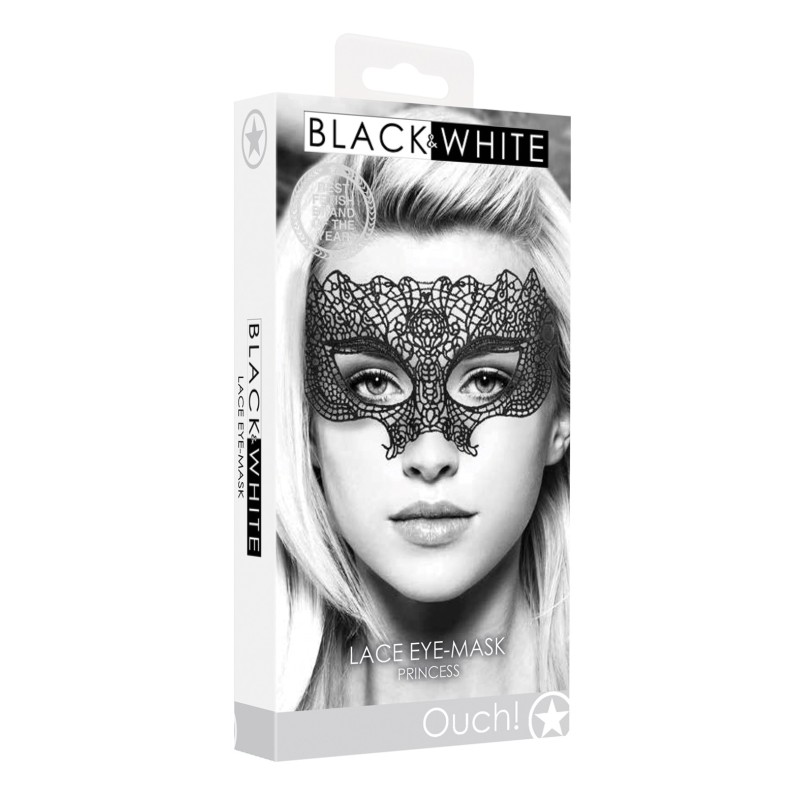 Shots Ouch Black & White Lace Eye Mask - Princess Black Shots Ouch Black & White Lace Eye Mask - Princess Black