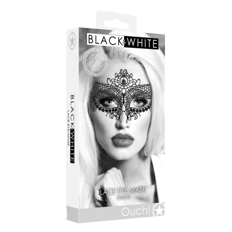 Shots Ouch Black & White Lace Eye Mask - Queen Black Shots Ouch Black & White Lace Eye Mask - Queen Black
