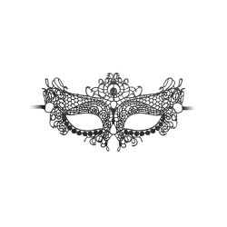 Shots Ouch Black & White Lace Eye Mask - Queen Black
