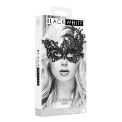 Shots Ouch Black & White Lace Eye Mask - Royal Black