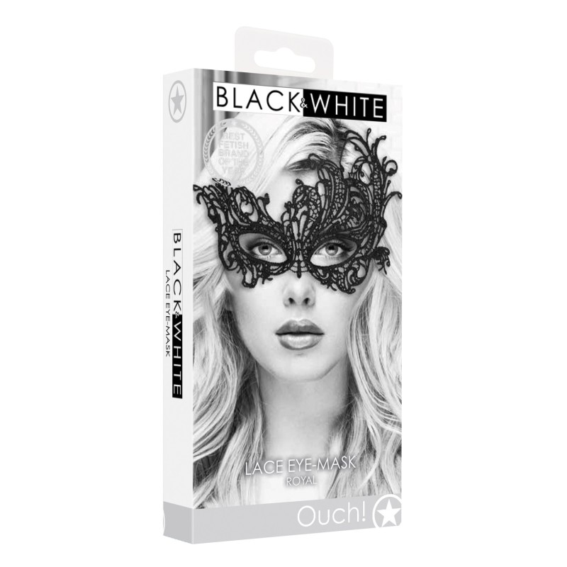 Shots Ouch Black & White Lace Eye Mask - Royal Black Shots Ouch Black & White Lace Eye Mask - Royal Black