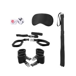 Shots Ouch Black & White Bed Post Bindings Restraint Kit - Black