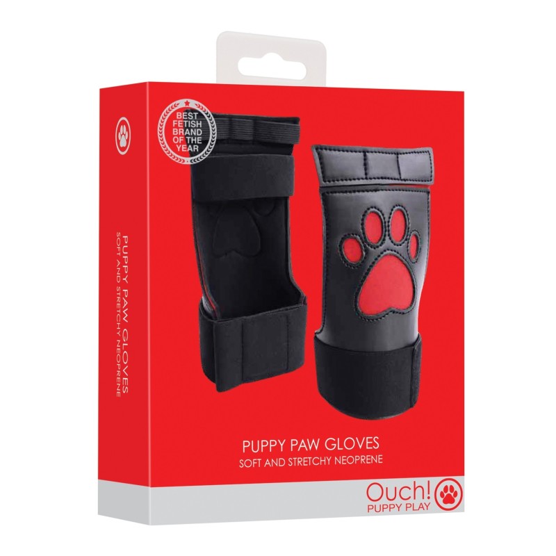 Shots Ouch Puppy Play Puppe Play Paw Cut-Out Gloves - Red Shots Ouch Puppy Play Puppe Play Paw Cut-Out Gloves - Red