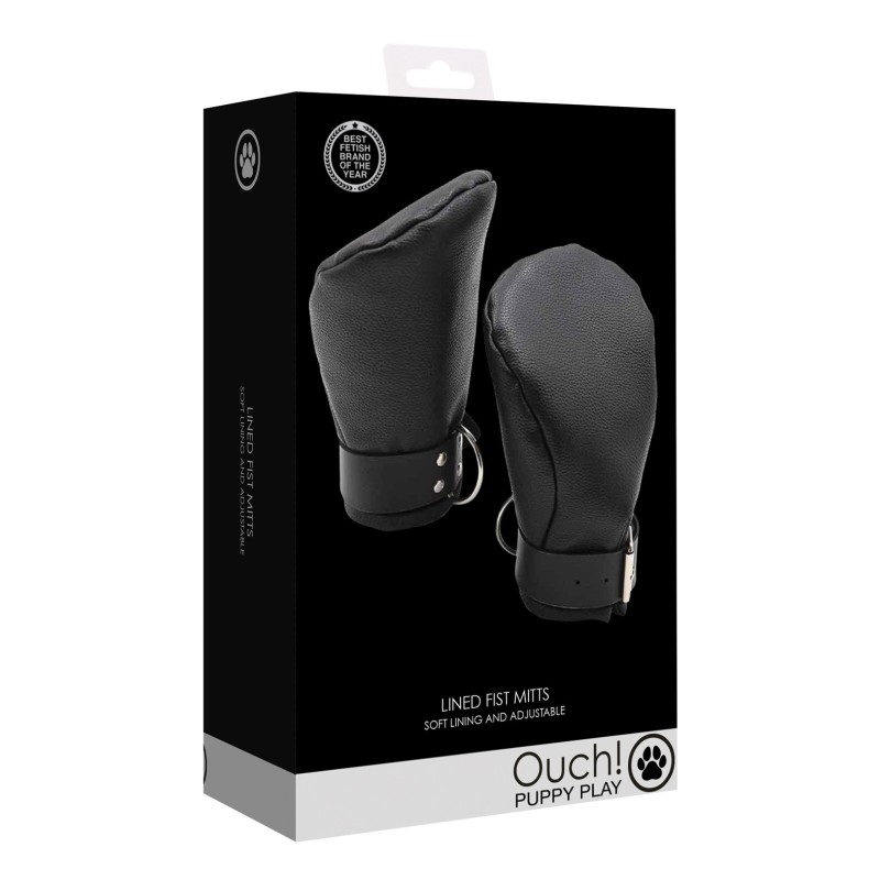 Shots Ouch Puppy Play Lined Fist Mitts - Black Shots Ouch Puppy Play Lined Fist Mitts - Black