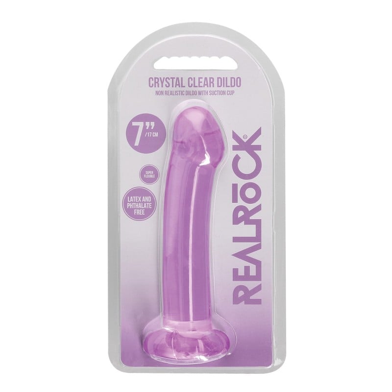 Shots RealRock Crystal Clear 7" Dildo - Purple Shots RealRock Crystal Clear 7" Dildo - Purple