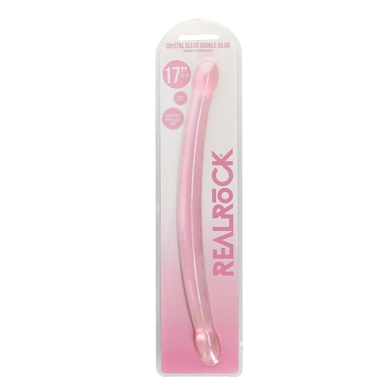 Shots RealRock Crystal Clear 17" Double Dildo - Pink Shots RealRock Crystal Clear 17" Double Dildo - Pink