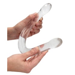 Shots RealRock Crystal Clear 17" Double Dildo - Transparent