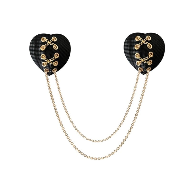 Neva Nude Two Heart Chained Pasties - Black O/S Neva Nude Two Heart Chained Pasties - Black O/S