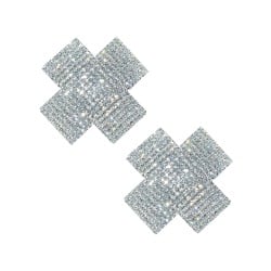  Neva Nude Cross Crystal Jewel Reusable Silicone Nipple Pasties - Clear O/S