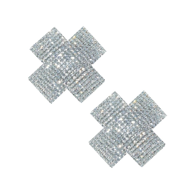Neva Nude Cross Crystal Jewel Reusable Silicone Nipple Pasties - Clear O/S Neva Nude Cross Crystal Jewel Reusable Silicone Nipple Pasties - Clear O/S