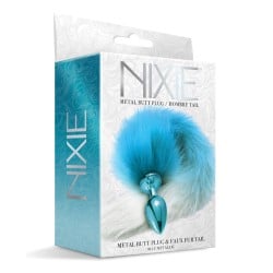 Nixie Metal Butt Plug w/Faux Fur Tail - Blue Metallic