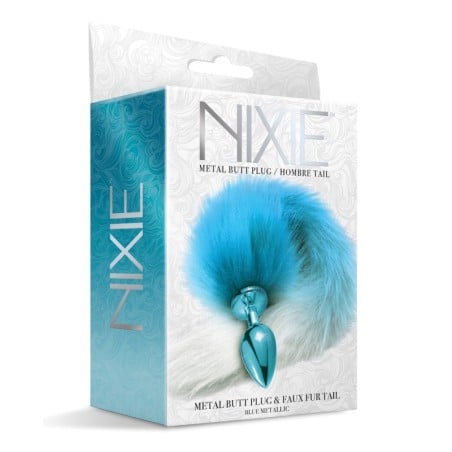 Nixie Metal Butt Plug w/Faux Fur Tail - Blue Metallic