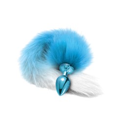 Nixie Metal Butt Plug w/Faux Fur Tail - Blue Metallic