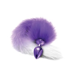 Nixie Metal Butt Plug w/Faux Fur Tail - Purple Metallic