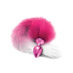 Nixie Metal Butt Plug w/Faux Fur Tail - Pink Metallic