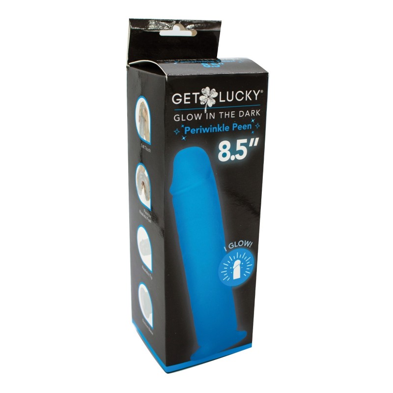 Get Lucky 8.5" Glow in the Dark Periwinkle Peen Dildo Get Lucky 8.5" Glow in the Dark Periwinkle Peen Dildo