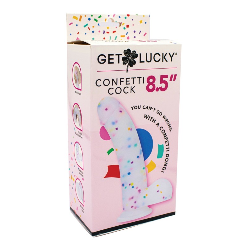 Get Lucky 8.5" Real Skin Confetti Cock - Multi Color Get Lucky 8.5" Real Skin Confetti Cock - Multi Color