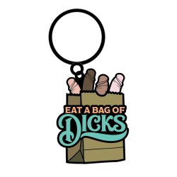Wood Rocket Eat A Bag of Dicks Keychain - Tan