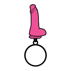 Wood Rocket Dildo Keychain - Pink