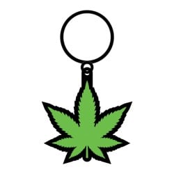 Wood Rocket Pot Leaf Keychain - Green