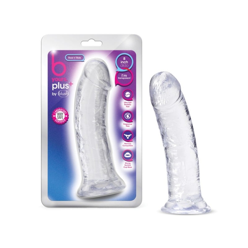Blush B Yours Plus 8" Roar n Ride Dildo - Clear Blush B Yours Plus 8" Roar n Ride Dildo - Clear