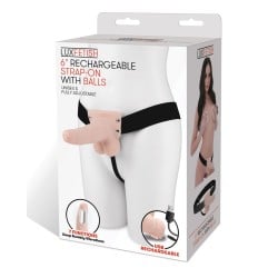 Lux Fetish 6" Rechargeable Strap On w/Balls - Ivory