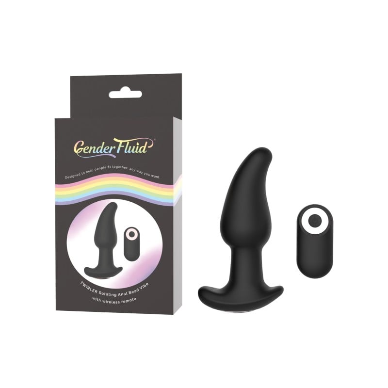 Gender Fluid Twirler Anal Vibe w/Remote - Black Gender Fluid Twirler Anal Vibe w/Remote - Black